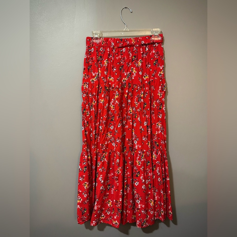 BeachLunchLounge Red Floral Maxi Skirt